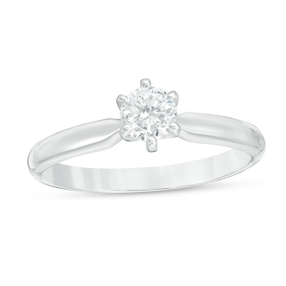 1/3 CT. Diamond Solitaire Engagement Ring in 14K White Gold (I/I2)