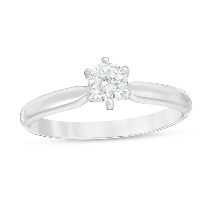 1/3 CT. Diamond Solitaire Engagement Ring in 14K White Gold (I/I2)