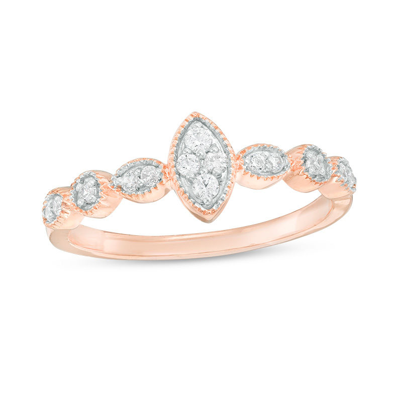 1/6 CT. T.W. Composite Diamond Marquise Promise Ring in 10K Rose Gold