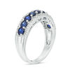 Thumbnail Image 2 of Lab-Created Blue Sapphire and 1/5 CT. T.W. Diamond Nine Stone Anniversary Band in Sterling Silver