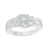 1/8 CT. T.W. Baguette and Round Diamond Frame Bypass Promise Ring in Sterling Silver