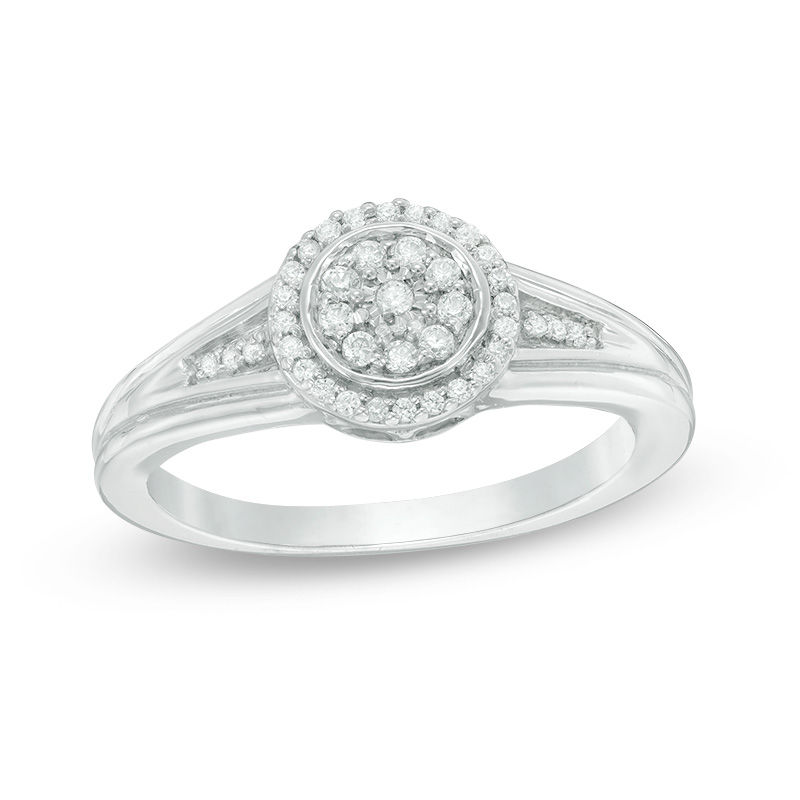 1/6 CT. T.W. Diamond Double Frame Promise Ring in Sterling Silver