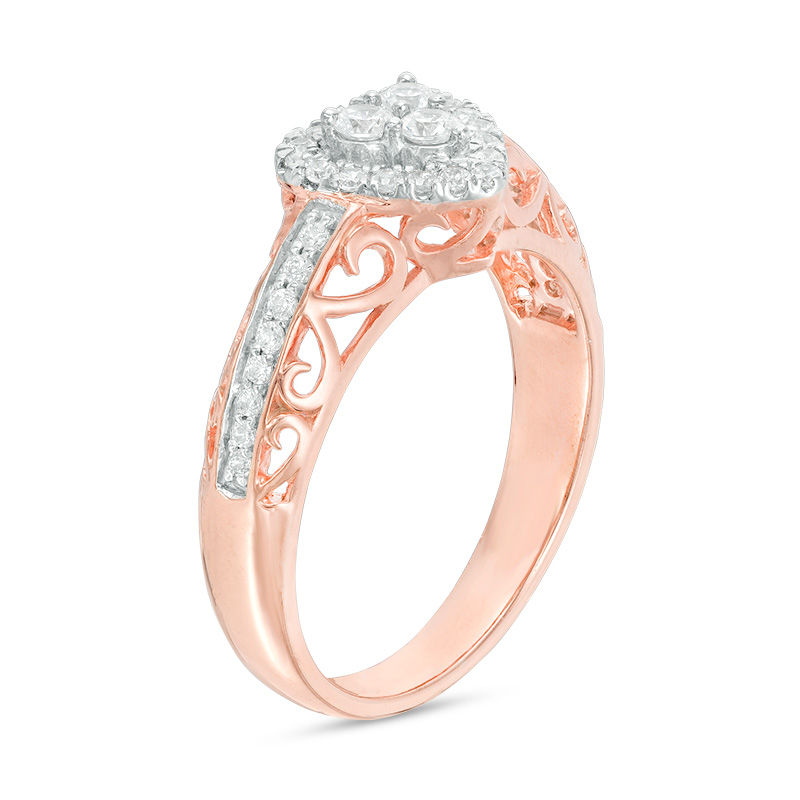 Main Image 2 of 3/8 CT. T.W. Diamond Heart Frame Ring in 10K Rose Gold