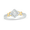 1/6 CT. T.W. Diamond Tilted Square Frame "X" Sides Promise Ring in 10K Two-Tone Gold