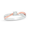 1/20 CT. Diamond Solitaire Bypass Promise Ring in Sterling Silver and 10K Rose Gold