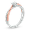 1/20 CT. Diamond Solitaire Bypass Promise Ring in Sterling Silver and 10K Rose Gold