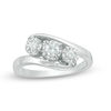 Thumbnail Image 1 of 1/4 CT. T.W. Diamond Past Present Future® Bypass Engagement Ring in 10K White Gold