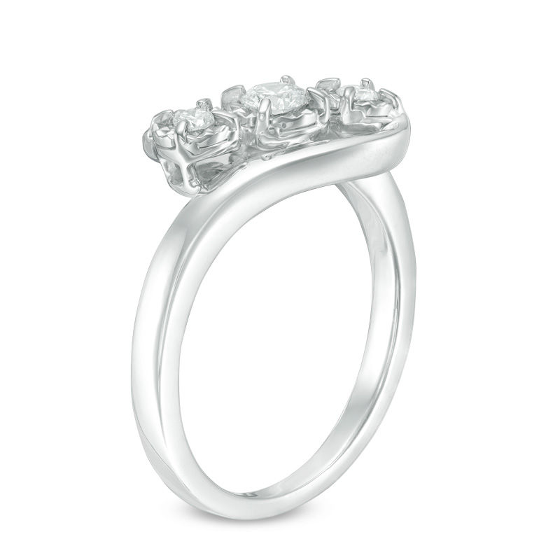 Main Image 2 of 1/4 CT. T.W. Diamond Past Present Future® Bypass Engagement Ring in 10K White Gold