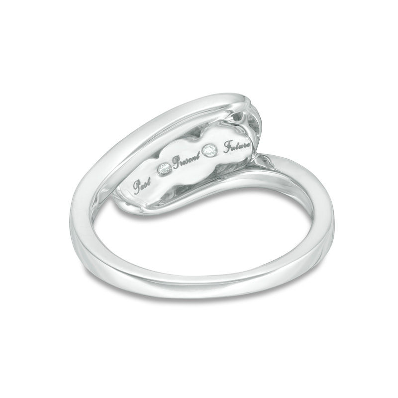 Main Image 3 of 1/4 CT. T.W. Diamond Past Present Future® Bypass Engagement Ring in 10K White Gold