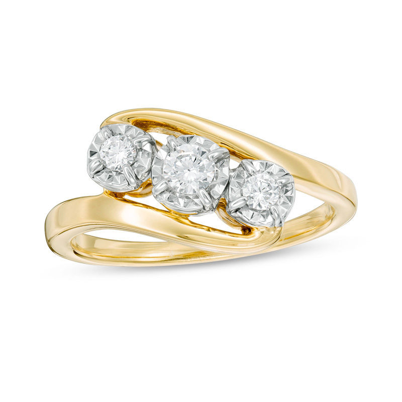 Main Image 1 of 1/4 CT. T.W. Diamond Past Present Future® Bypass Engagement Ring in 10K Gold