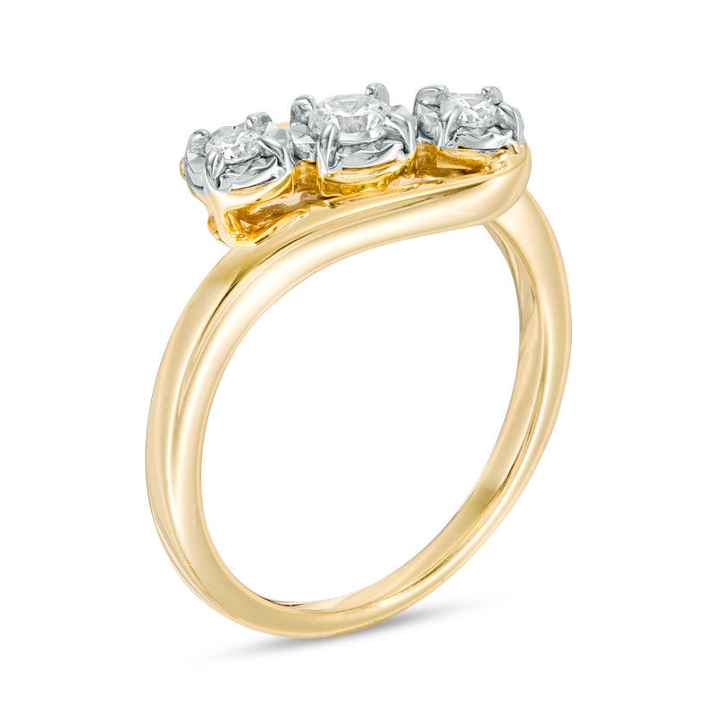Main Image 2 of 1/4 CT. T.W. Diamond Past Present Future® Bypass Engagement Ring in 10K Gold