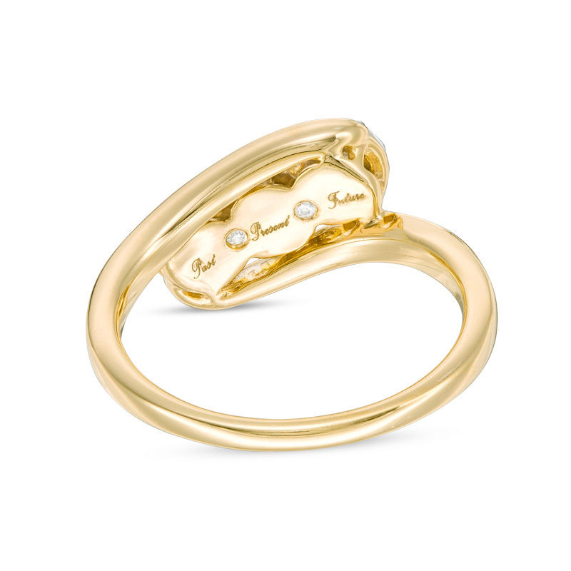 Main Image 3 of 1/4 CT. T.W. Diamond Past Present Future® Bypass Engagement Ring in 10K Gold