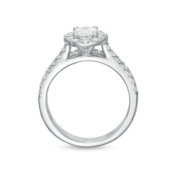 Celebration Ideal 1-1/2 CT. T.w. Oval Certified Diamond Frame Bridal Set in 14K White Gold (I/I1)