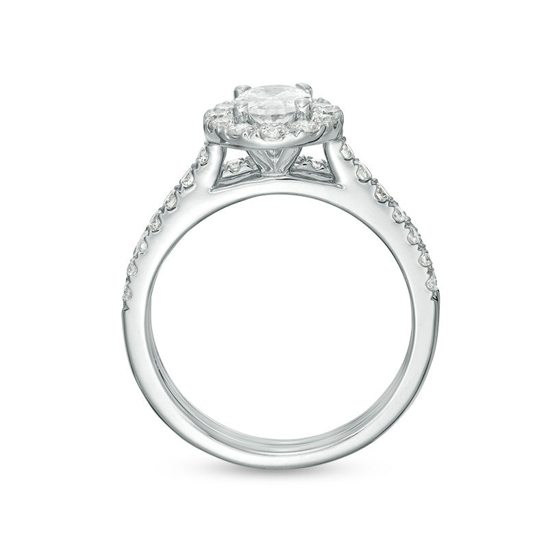 Celebration Ideal 1-1/2 CT. T.W. Oval Diamond Frame Bridal Set in 14K White Gold (I/I1)