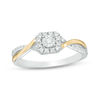 1/5 CT. T.W. Diamond Cushion Frame Promise Ring in Sterling Silver and 10K Gold