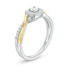 1/5 CT. T.W. Diamond Cushion Frame Promise Ring in Sterling Silver and 10K Gold