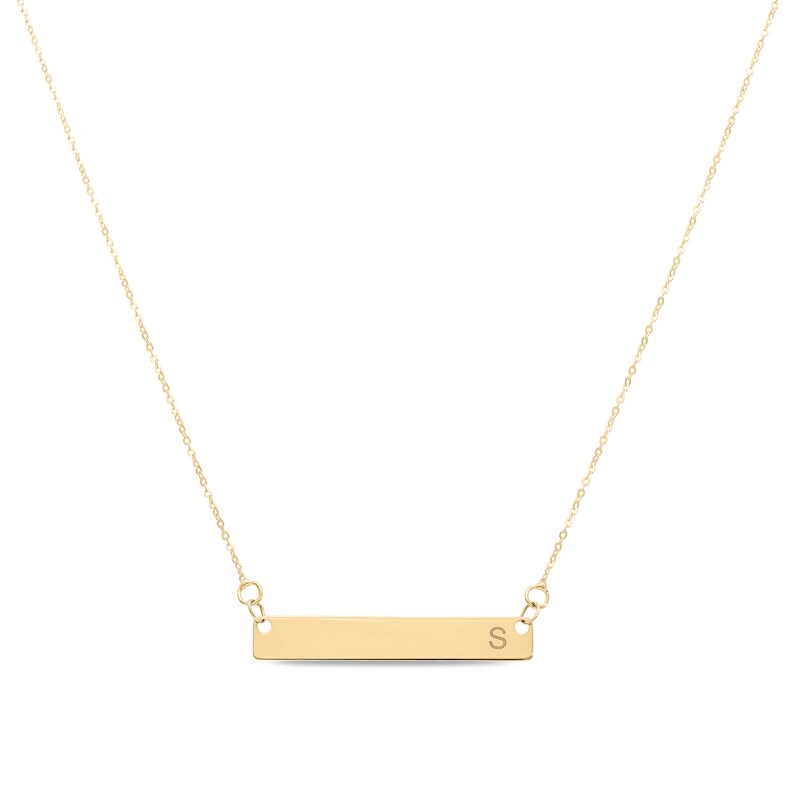 Sideways Bar Necklace in 10K Gold (1 Initial)