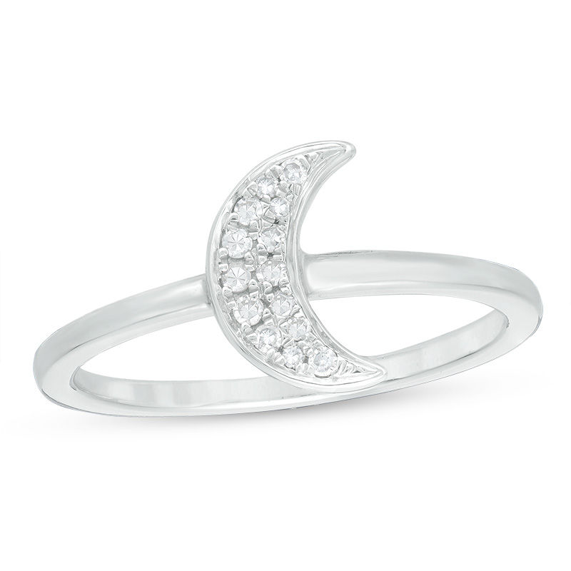 1/10 CT. T.W. Diamond Crescent Moon Ring in Sterling Silver
