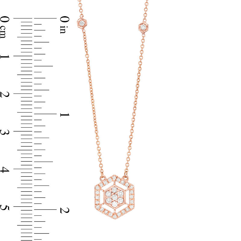 1/4 CT. T.W. Diamond Hexagon Frame Necklace in 14K Rose Gold