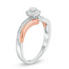 1/5 CT. T.W. Diamond Frame Bypass Promise Ring in Sterling Silver and 10K Rose Gold