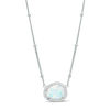 Thumbnail Image 0 of Pear-Shaped Lab-Created Opal and White Sapphire Frame Necklace in Sterling Silver - 16"
