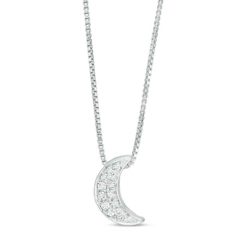 1/10 CT. T.W. Diamond Crescent Moon Pendant in Sterling Silver