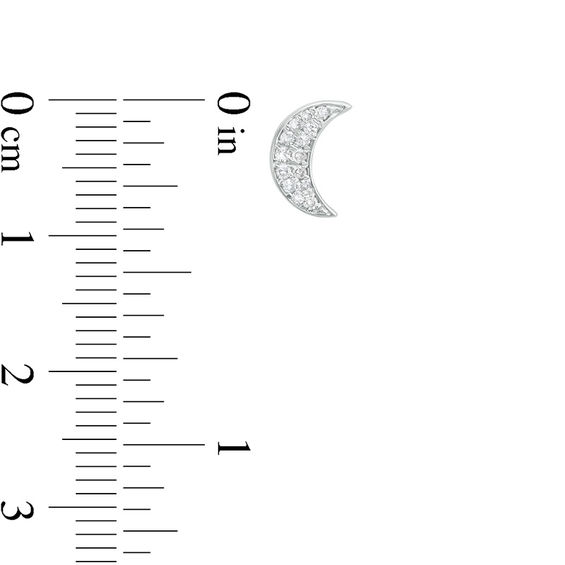 1/8 CT. T.w. Diamond Crescent Moon Stud Earrings in Sterling Silver