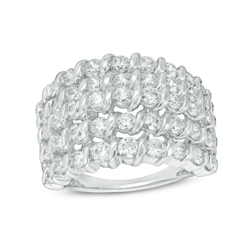 Main Image 1 of 2 CT. T.W. Diamond Spiral Multi-Row Anniversary Ring in 10K White Gold