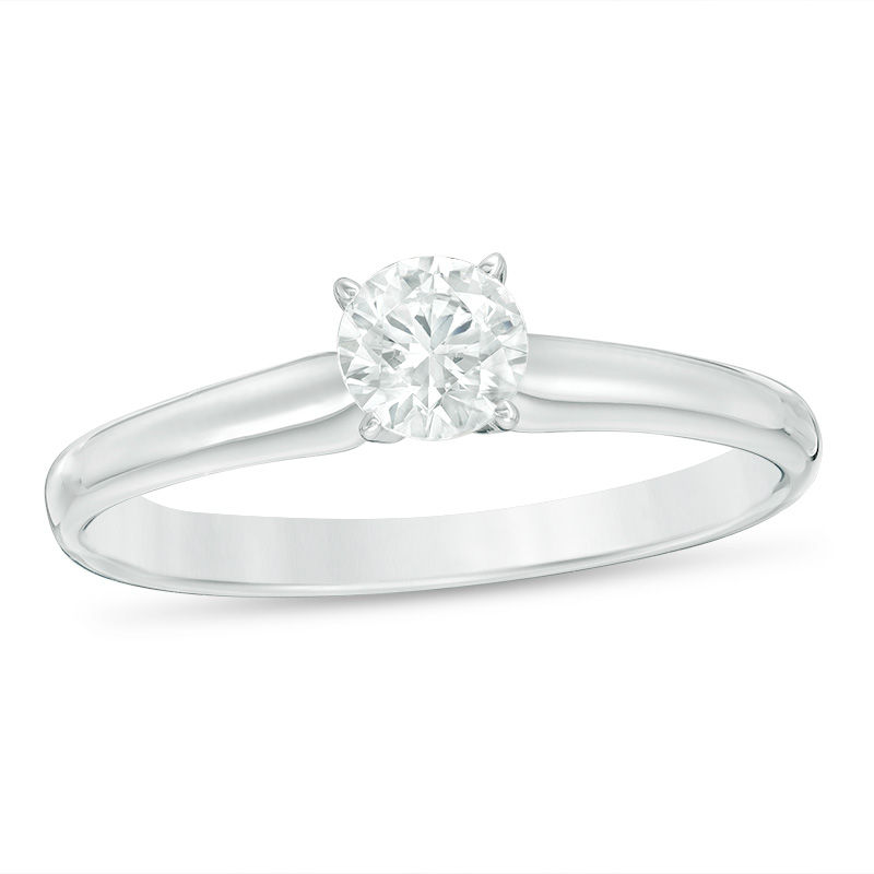 1/2 CT. Certified Diamond Solitaire Engagement Ring in 14K White Gold (I/SI2)