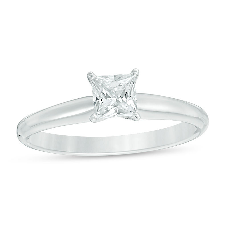 1/2 CT. Certified Princess-Cut Diamond Solitaire Engagement Ring in 14K White Gold (I/SI2)