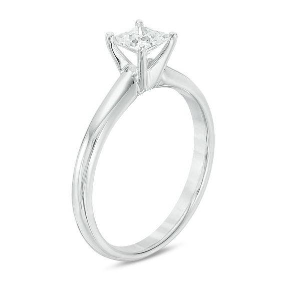 1/ CT. Certified Princess-Cut Diamond Solitaire Engagement Ring in 14K White Gold (I/Si2
