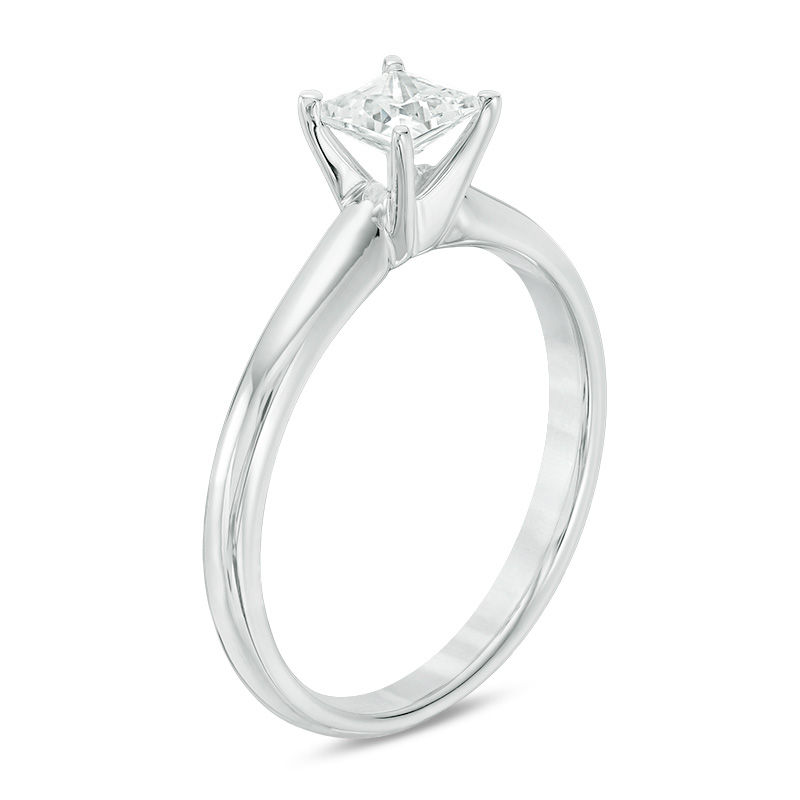 1/2 CT. Certified Princess-Cut Diamond Solitaire Engagement Ring in 14K White Gold (I/SI2)