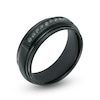 Thumbnail Image 2 of 1/6 CT. T.W Black Diamond Channel Wedding Band in Black IP Stainless Steel