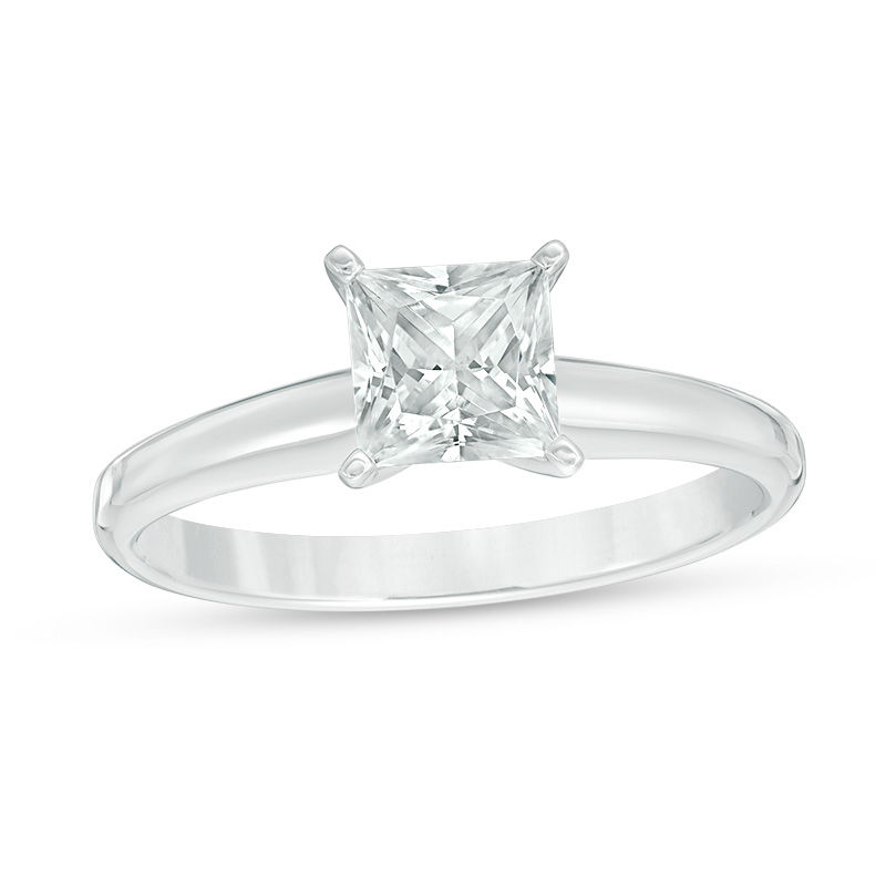 Main Image 1 of 1 CT. Certified Princess-Cut Diamond Solitaire Engagement Ring in 14K White Gold (I/SI2)