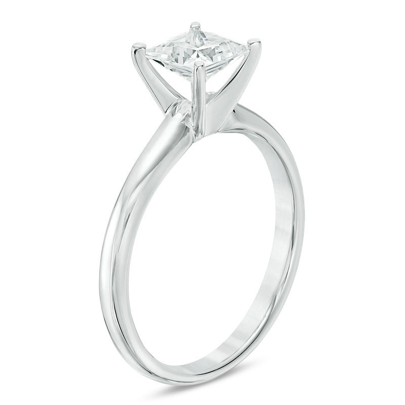 Main Image 2 of 1 CT. Certified Princess-Cut Diamond Solitaire Engagement Ring in 14K White Gold (I/SI2)