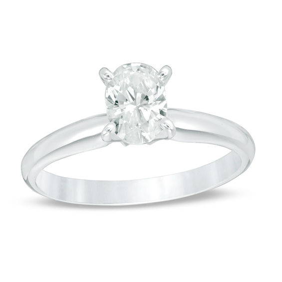 1 CT. Certified Oval Diamond Solitaire Engagement Ring in 14K White Gold (I/Si2)