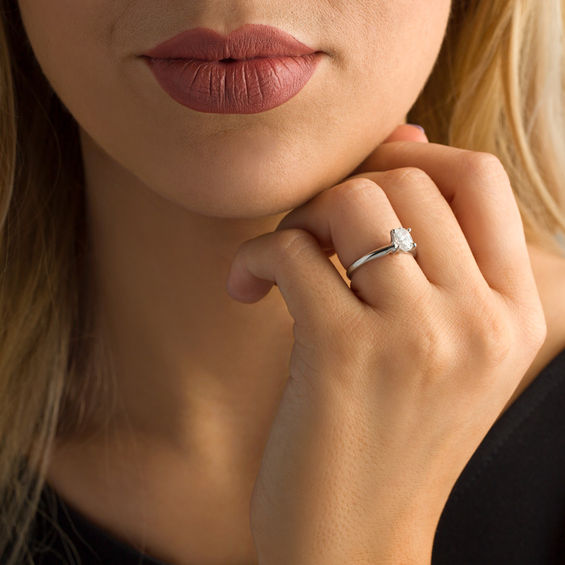 1 CT. Certified Oval Diamond Solitaire Engagement Ring in 14K White Gold (I/Si2)