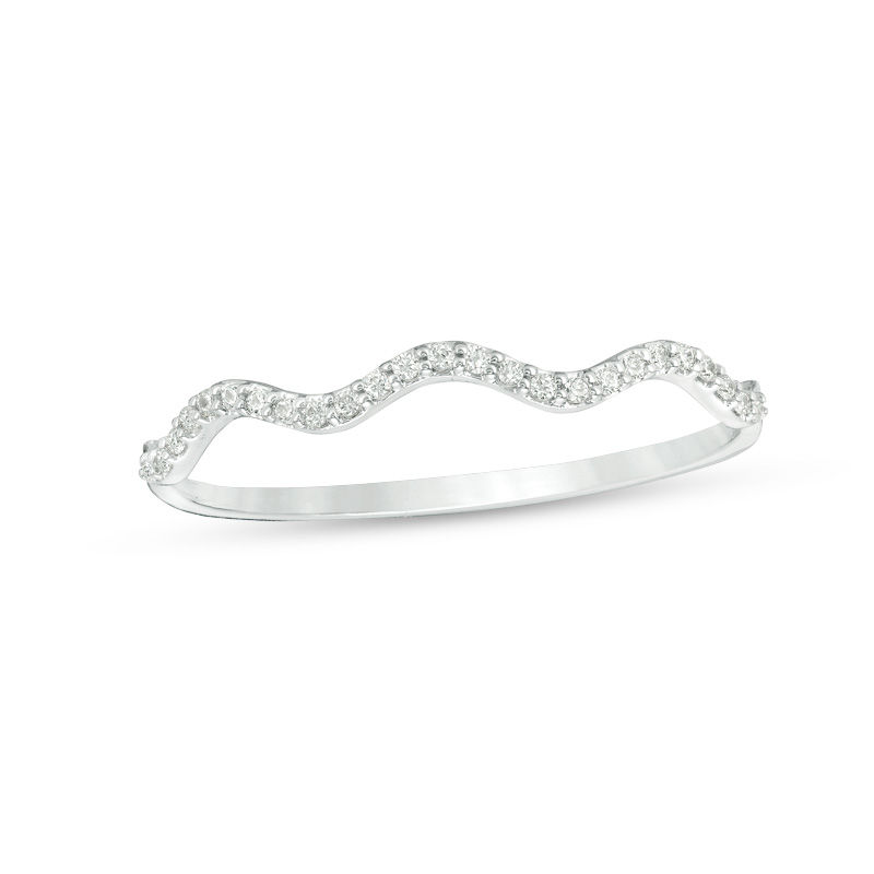 Main Image 1 of 1/15 CT. T.W. Diamond Wave Band in 10K White Gold