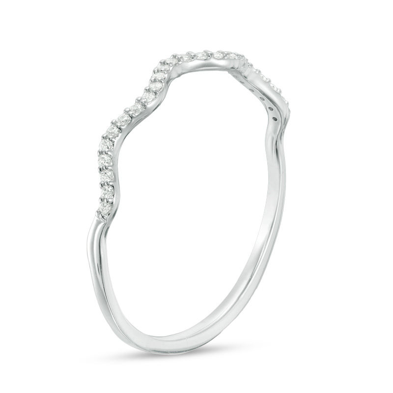 Main Image 2 of 1/15 CT. T.W. Diamond Wave Band in 10K White Gold