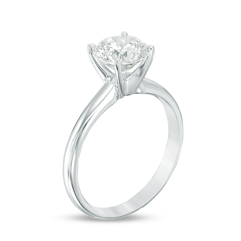 Main Image 2 of 1-1/5 CT. Certified Diamond Solitaire Engagement Ring in 14K White Gold (I/SI2)