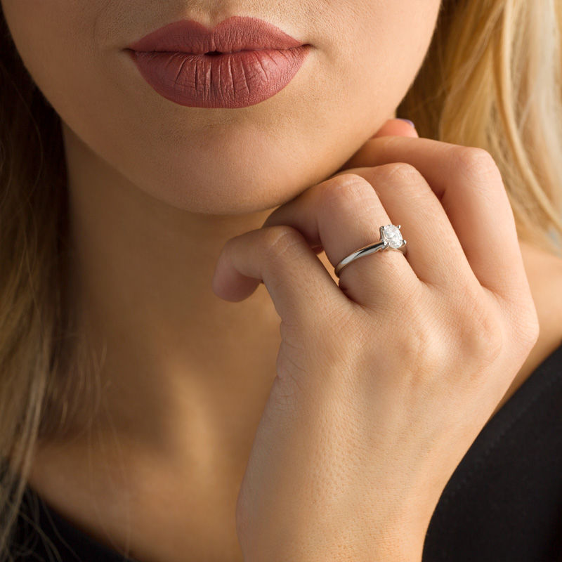 Main Image 3 of 1-1/5 CT. Certified Diamond Solitaire Engagement Ring in 14K White Gold (I/SI2)