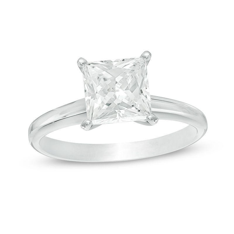 Main Image 1 of 1-1/2 CT. Certified Princess-Cut Diamond Solitaire Engagement Ring in 14K White Gold (I/SI2)