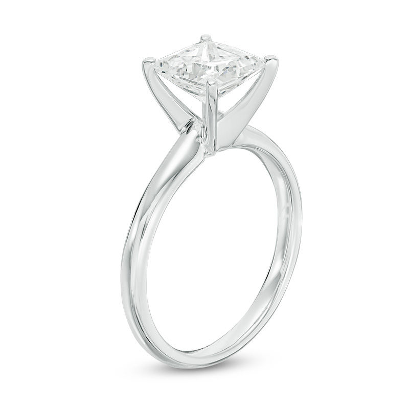 Main Image 2 of 1-1/2 CT. Certified Princess-Cut Diamond Solitaire Engagement Ring in 14K White Gold (I/SI2)