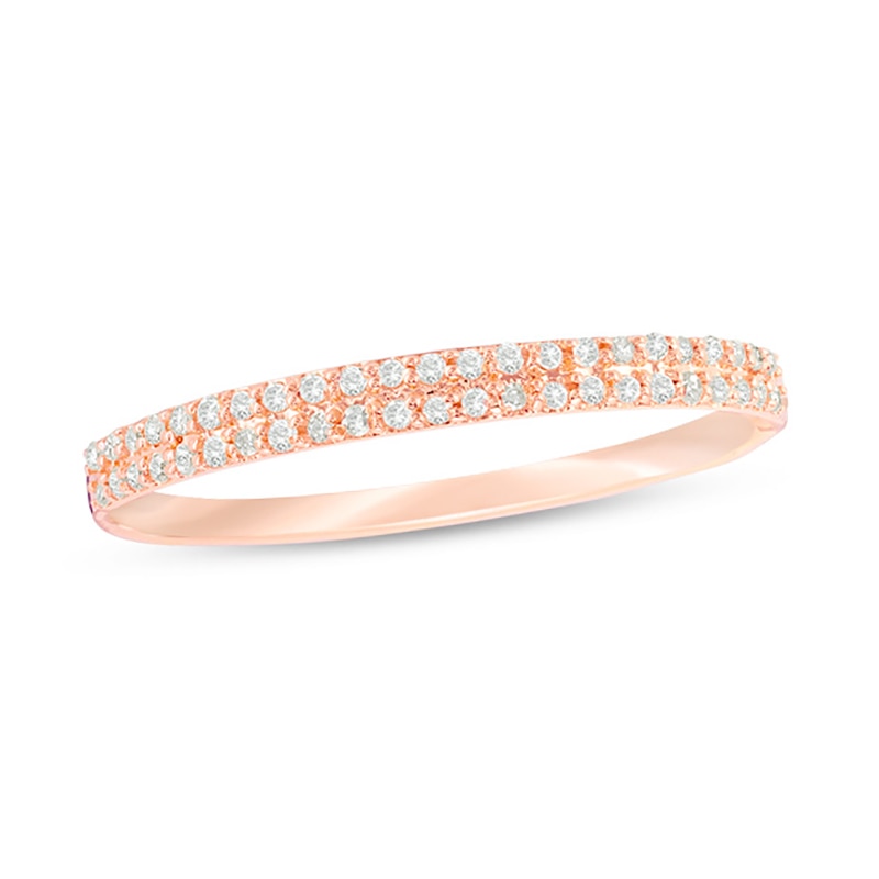 Main Image 1 of 1/10 CT. T.W. Diamond Double Row Anniversary Band in 10K Rose Gold