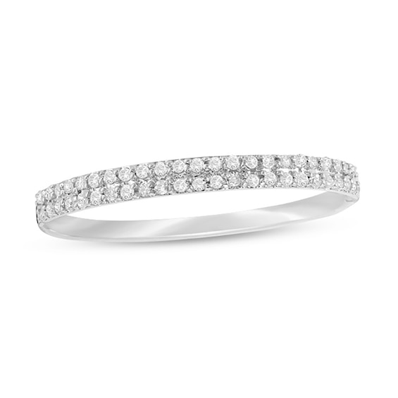 1/10 CT. T.w. Diamond Double Row Band in 10K White Gold
