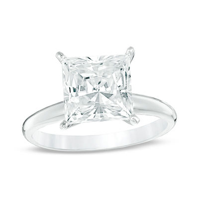 3CT Princess Cut Diamond 14k White Gold Finish Three Stone Engagement Ring 