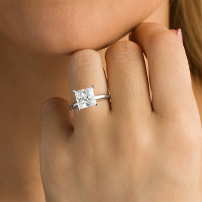 14K Solid White Gold 3 CT Diamond Princess Cut Engagement Ring Set Wedding Band 