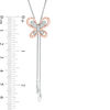 Thumbnail Image 2 of 1/15 CT. T.W. Diamond Butterfly Lariat Bolo Necklace in Sterling Silver and 10K Rose Gold - 26"