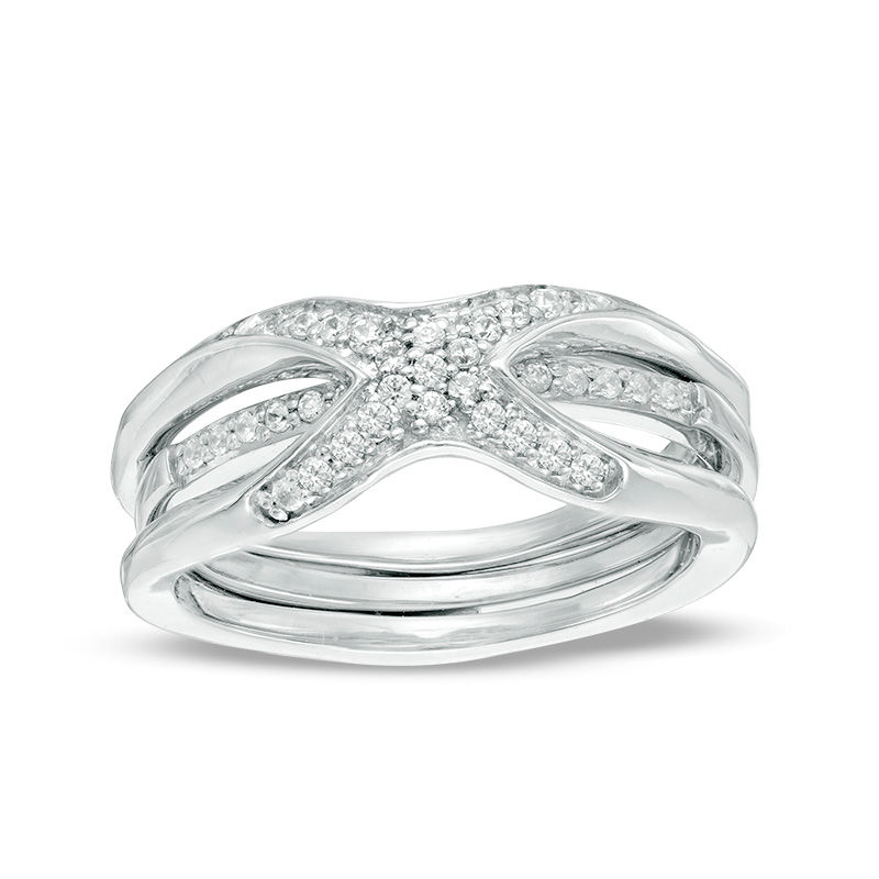 Main Image 1 of Convertibilities 1/4 CT. T.W. Diamond Crossover Three-in-One Ring in Sterling Silver