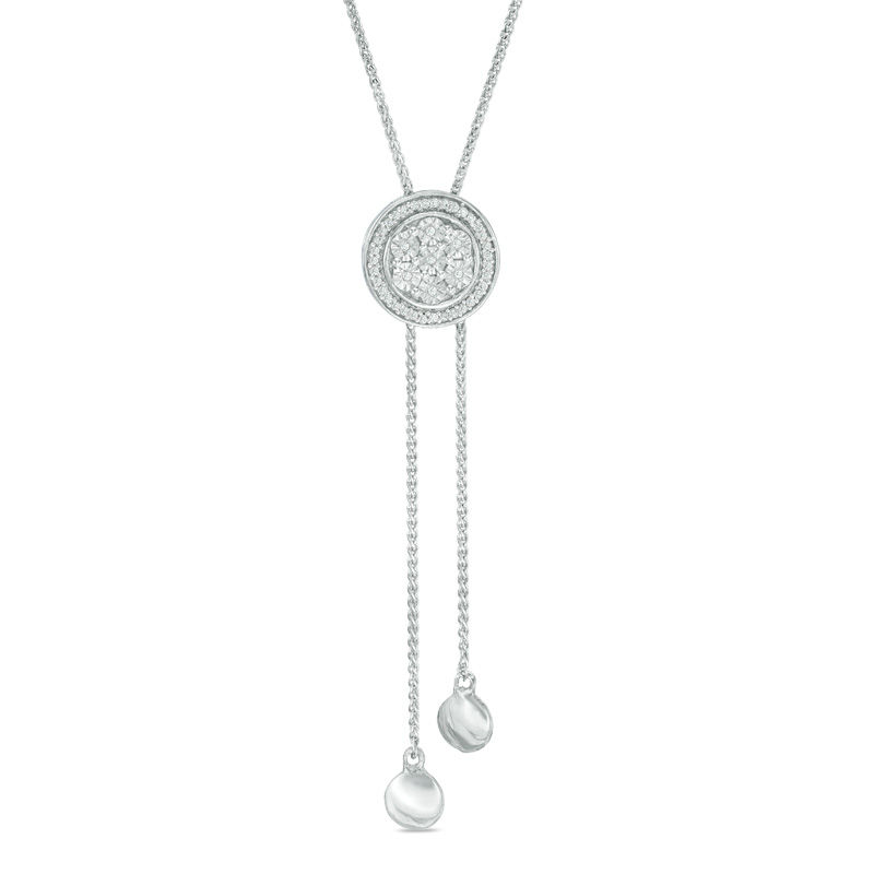 Main Image 1 of 1/6 CT. T.W. Composite Diamond Frame Lariat-Style Bolo Necklace in Sterling Silver - 26"